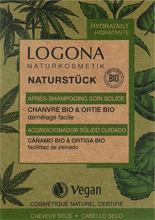 Odżywka do włosów w kostce Konopie i pokrzywa - Logona Organic Hemp & Stinging Nettle Solid Conditioner — Zdjęcie N1