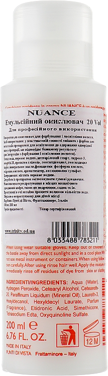 Emulsja utleniająca 6% - Punti di Vista Nuance Oxidizing Cream-Emulsion vol.20 — Zdjęcie N3