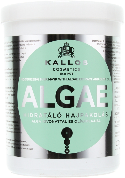 Nawilżająca maska do włosów z ekstraktem z alg i oliwą z oliwek - Kallos Cosmetics Algae Mask — Zdjęcie N2