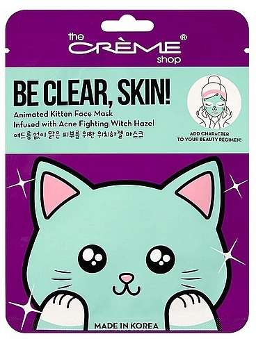 Maseczka do twarzy - The Creme Shop Be Clear Skin! Cat Mask — Zdjęcie N1