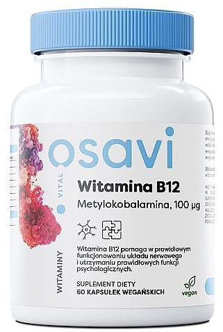 Suplement diety Witamina B12, 100 mg - Osavi Vitamin B12 (Methylcobalamin) 100 Mcg — Zdjęcie N1