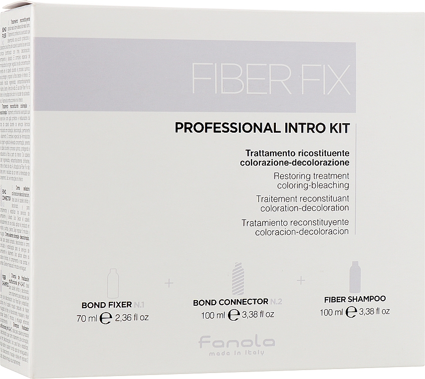 Zestaw - Fanola Fiberfix Kit (shmp/100ml + hair/cr/100ml + hair/cr/70ml) — Zdjęcie N1