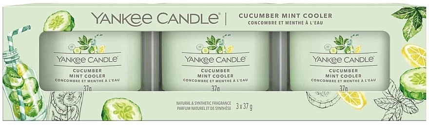 Zestaw świec zapachowych - Yankee Candle Cucumber Mint Cooler (candle/3x37g) — Zdjęcie N1