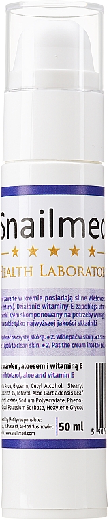 Krem do twarzy dla mężczyzn z totarolem, aloesem i witaminą E - Snailmed Health Laboratory — Zdjęcie N5