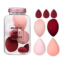 Zestaw gąbek do makijażu w słoiczku, 7 szt. - Ecarla Makeup Soft Sponge Creamy Red Duo — Zdjęcie N1