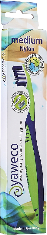 Szczoteczka do zębów o średniej twardości, zielono-niebieska - Yaweco Toothbrush Nylon Medium — Zdjęcie N1