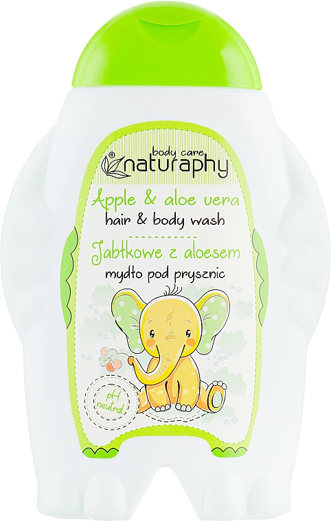 Jabłkowe mydło pod prysznic dla dzieci do włosów i ciała z aloesem - Naturaphy