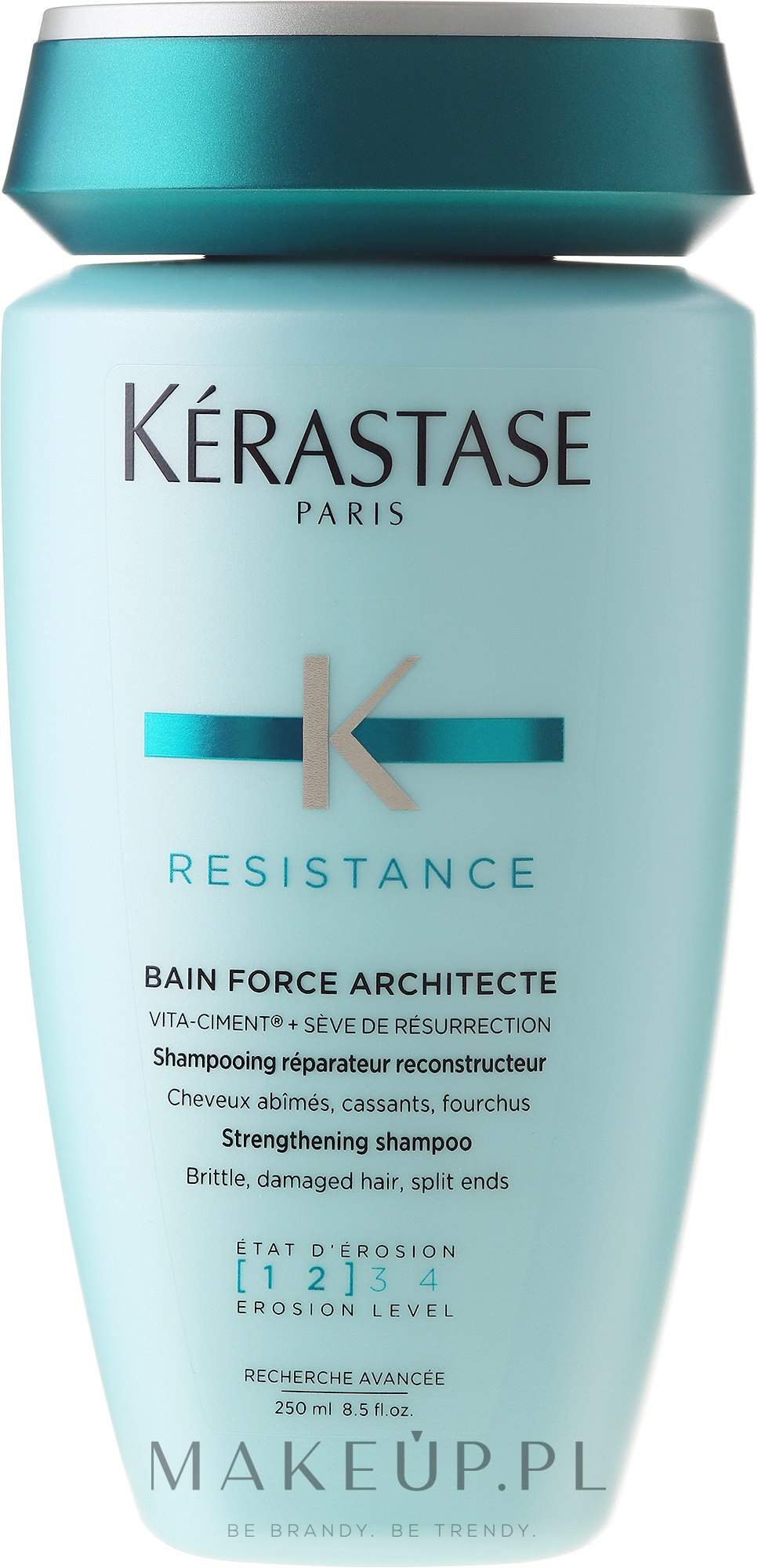 Kąpiel wzmacniająca 1-2 do włosów osłabionych, łamliwych i z rozdwojonymi końcówkami - Kérastase Bain Force Architecte Strenghtening Shampoo — Zdjęcie 250 ml