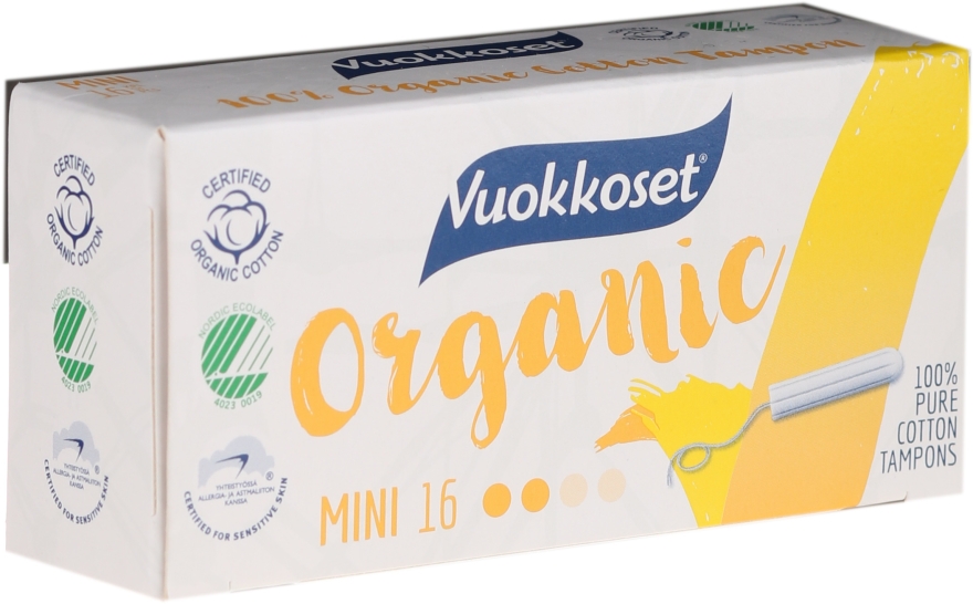 Organiczne minitampony bez aplikatora, 16 szt. - Vuokkoset Organic Mini Tampons — Zdjęcie N1