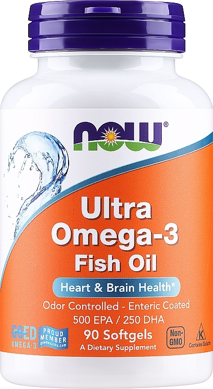 Naturalny koncentrat tranu w żelowych kapsułkach wspierający pracę mózgu - Now Foods Ultra Omega-3 3500 EPA/250 DHA — Zdjęcie N1