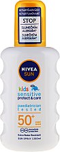 Spray do ciała - Nivea Sun Kids Sensitive Protect & Care Sun Spray SPF 50+ — Zdjęcie N1