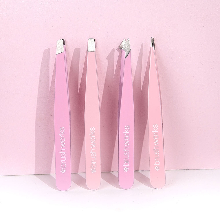 Zestaw pęset, 4 szt., różowy - Brushworks 4 Piece Combination Tweezer Set Pink — Zdjęcie N3