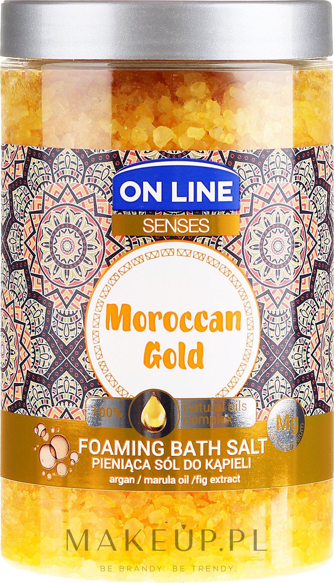 Pieniąca sól do kąpieli z olejami marula i arganowym - On Line Senses Moroccan Gold — Zdjęcie 480 g