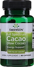 Suplement diety Kakao surowe, 400 mg - Swanson Full Spectrum Raw Cocoa — Zdjęcie N1