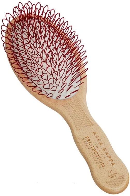 Szczotka pętelkowa do włosów i skóry głowy - Acca Kappa Protection Beech Wood Looped Nylon Oval Soft Brush — Zdjęcie N1