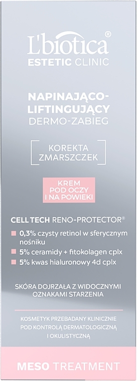 Napinająco-liftingujący dermozabieg pod oczy i na powieki - L’biotica Estetic Clinic MESO Treatment  — Zdjęcie N2