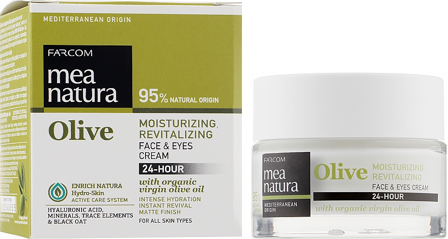 Nawilżający krem rewitalizujący do twarzy i pod oczy - Mea Natura Olive 24h Moisturizing And Revitalizing Face&Eyes Cream — Zdjęcie N2