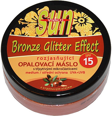 Rozświetlający olejek do opalania SPF 15 - Vivaco Sun Argan Bronz Oil Glitter Effect — Zdjęcie N1