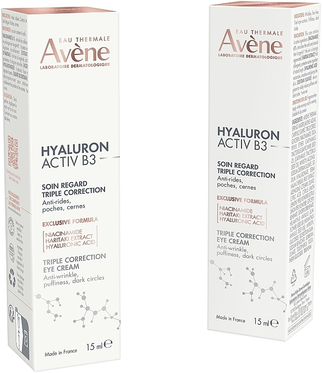 Krem pod oczy o potrójnym działaniu korygującym - Avene Hyaluron Activ B3 Triple Correction Eye Cream — Zdjęcie N2