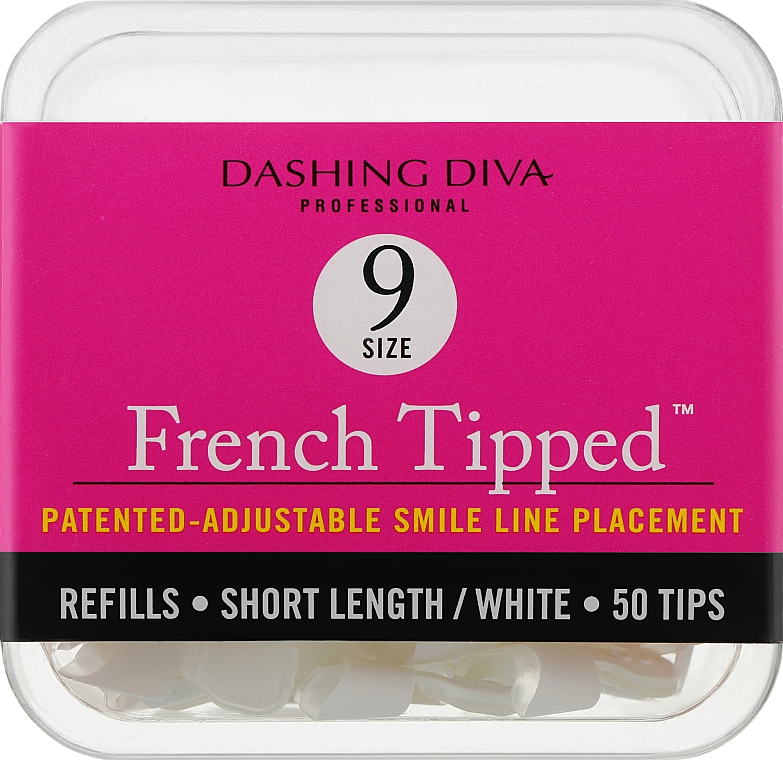 Krótkie tipsy French - Dashing Diva French Tipped Short White 50 Tips (Size 9) — Zdjęcie N1