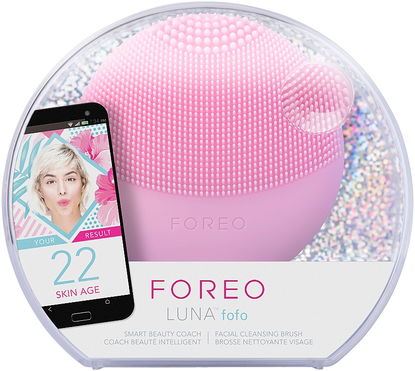 Soniczna szczoteczka do oczyszczania twarzy do cery tłustej - Foreo Luna Fofo Smart Facial Cleansing Brush Pearl Pink — Zdjęcie N3