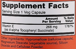 Kapsułki z witaminą E-400 - Now Foods Vitamin E-400 D-Alpha Tocopheryl Veg Capsules — Zdjęcie N2