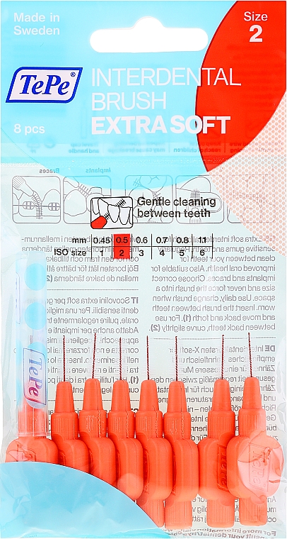 Szczoteczki międzyzębowe,czerwone 0,5 mm - TePe Interdental Brushes Extra Soft — Zdjęcie N1