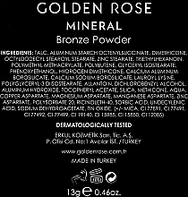 Puder brązujący do twarzy - Golden Rose Mineral Bronzing Powder — Zdjęcie N2