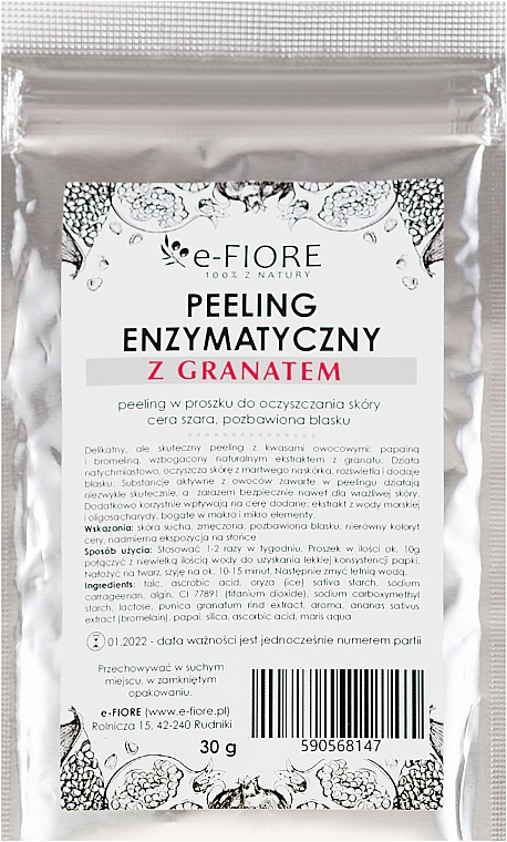 Peeling enzymatyczny do twarzy z granatem - E-Fiore Professional — Zdjęcie N1