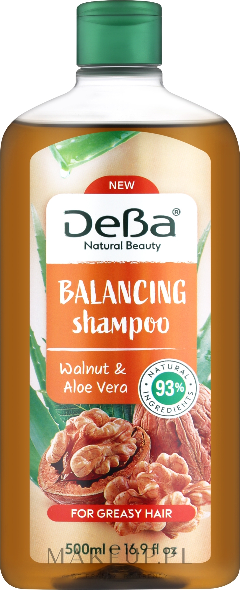 Szampon równoważący z orzechami włoskimi i aloesem do włosów przetłuszczających się - DeBa Natural Beauty Balancing Shampoo — Zdjęcie 500 ml