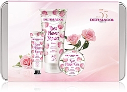 Zestaw - Dermacol Rose Flower Set (h/cream/30ml + sh/cream/250ml + b/batter/75ml) — Zdjęcie N1