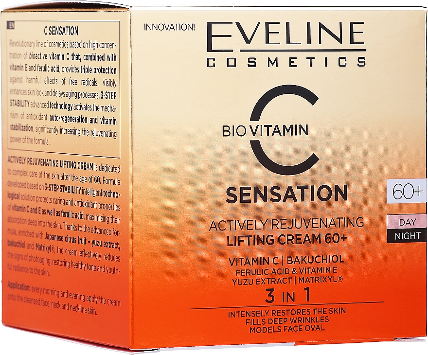 Aktywnie odmładzjący krem-lifting 60+ - Eveline Cosmetics C-Sensation — Zdjęcie N1
