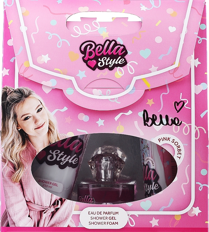 PRZECENA! Bella Style Pink Sorbet - Zestaw (sh foam 200 ml + sh gel 250 ml + edp 60 ml) * — Zdjęcie N2