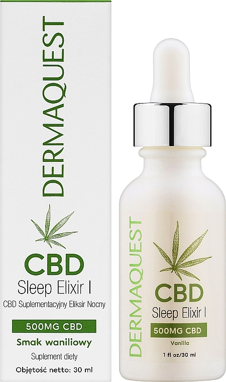 Suplement diety-eliksir - Dermaquest CBD Sleep Elixir I 500mg Vanilla  — Zdjęcie N2