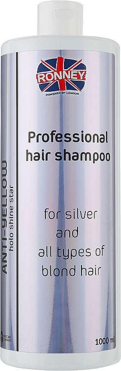 Szampon do włosów jasnych, rozjaśnianych i siwych - Ronney Professional Holo Shine Star Anti-Yellow Shampoo — Zdjęcie N1