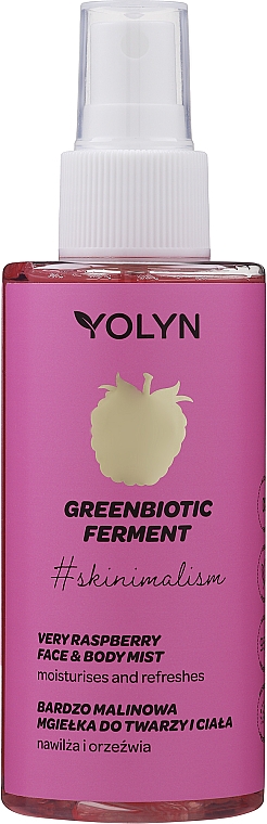 Mgiełka do twarzy i ciała - Yolyn #skinimalism Greenbiotic Ferment Very Raspberry Face & Body Mist — Zdjęcie N1