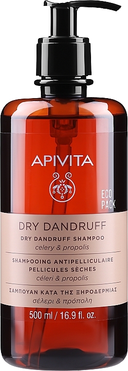Szampon przeciwłupieżowy do włosów suchych z selerem i propolisem - Apivita Shampoo Eco Pack For Dry Dandruff Shampoo Celery Propolis