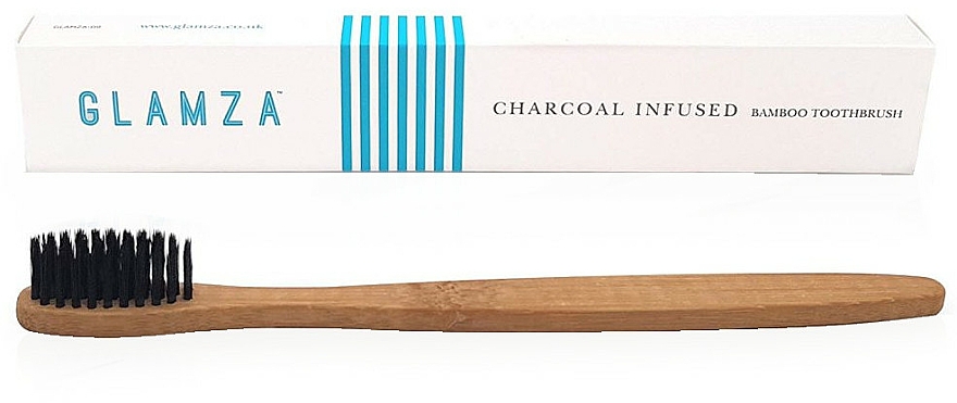 Bambusowa szczoteczka do zębów z węglem drzewnym - Glamza Activated Charcoal Infused Bamboo Toothbrush — Zdjęcie N1