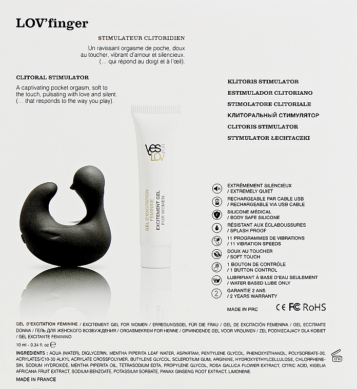 Zestaw dla par: Stymulator łechtaczki + żel stymulujący dla kobiet - YESforLOV Lov Finger Set — Zdjęcie N3