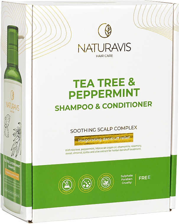 Zestaw do włosów Drzewo herbaciane i mięta pieprzowa - Naturavis Tea Tree & Peppermint Shampoo & Conditioner Set (shm/500ml + cond/500ml) — Zdjęcie N3