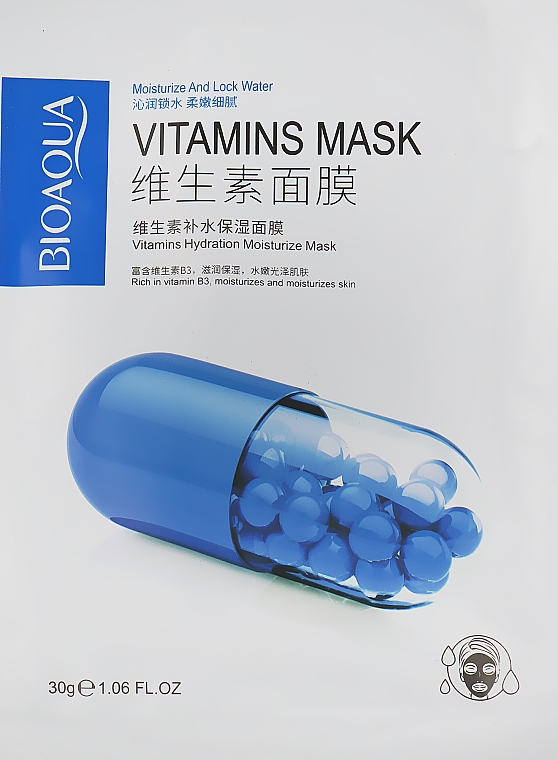 Maseczka do twarzy w płachcie - Bioaqua Vitamins Hydration Moisturize Mask