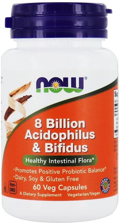 Kapsułki wegetariańskie na zdrową florę jelitową - Now Foods 8 Billion Acidophilus & Bifidus — Zdjęcie N4