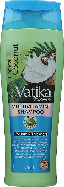 Kokosowy szampon dodający włosom objętości - Dabur Vatika Tropical Coconut Multivitamin Shampoo — Zdjęcie N1
