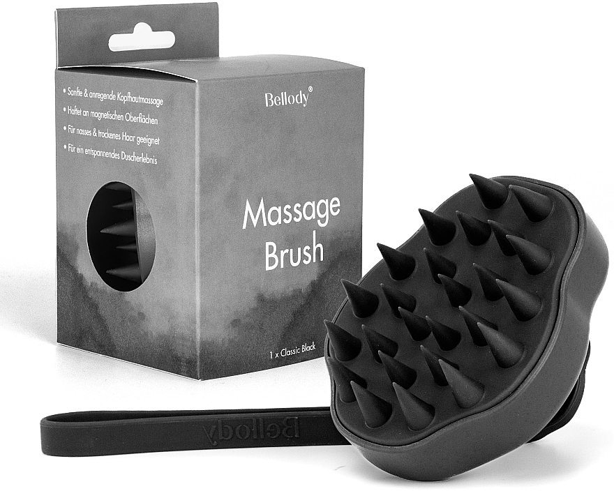 Szczotka do masażu skóry głowy, Classic Black - Bellody Scalp Massage Brush — Zdjęcie N1