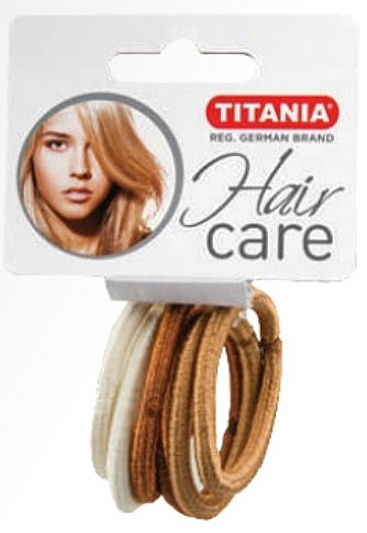Gumki do włosów, elastyczne, 6 mm, 6 szt., jasnobrązowe - Titania  — Zdjęcie N1