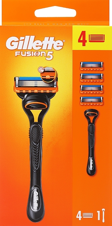 Maszynka do golenia z 4 wymiennymi ostrzami, czarna - Gillette Fusion5 Razor For Men