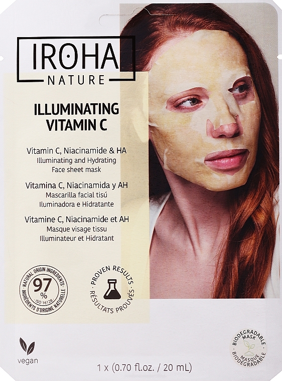 Maska na tkaninie do twarzy - Iroha Nature Brightening Vitamin C Tissue Face Mask — Zdjęcie N1