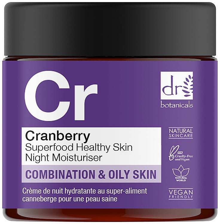 Nawilżający krem do twarzy na noc - Dr Botanicals Cranberry Superfood Healthy Skin Night Moisturiser — Zdjęcie N3