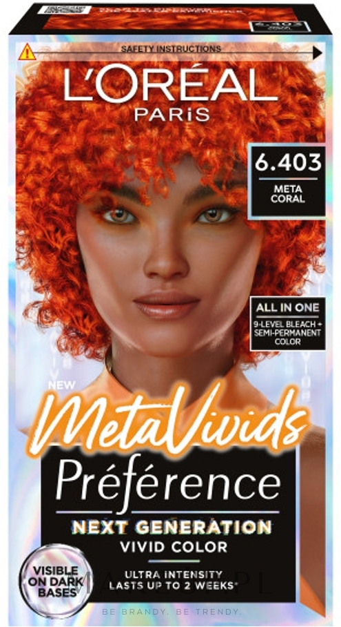 Farba do włosów - L'Oreal Paris Preference Vivid Color MetaVivids — Zdjęcie 6.403 - Meta Coral