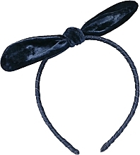 Kup Welurowa opaska na głowę z kokardką, ciemnoniebieska - Lolita Accessories